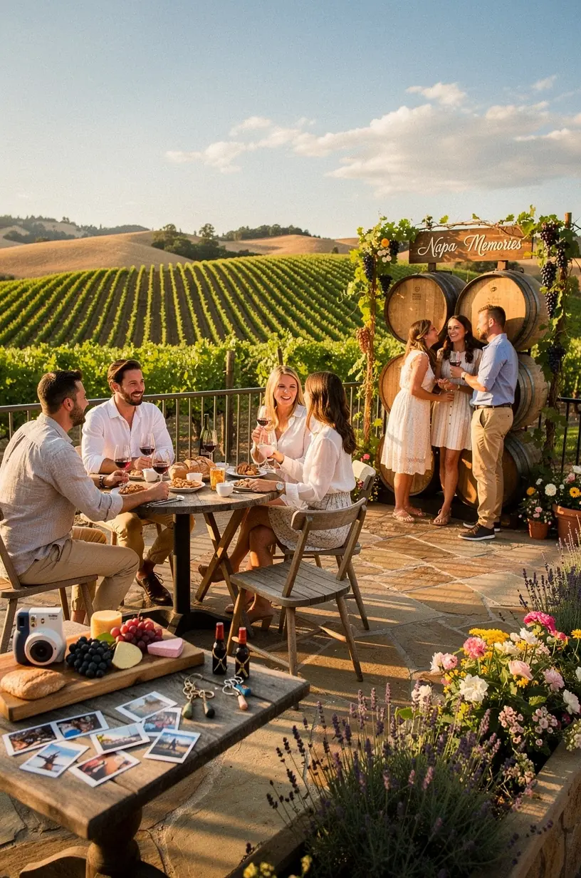 Вид на обеденную зону кафе с открытыми окнами, где туристы делают фотографии на фоне природных пейзажей.