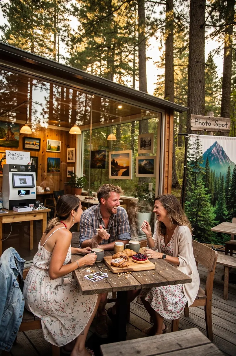 Интерактивное фотоуголок с тематическим декором и оборудованием для моментальной печати снимков.